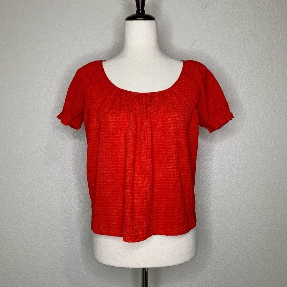 Madewell Red Peasant Short Sleeves Top, Size XXS